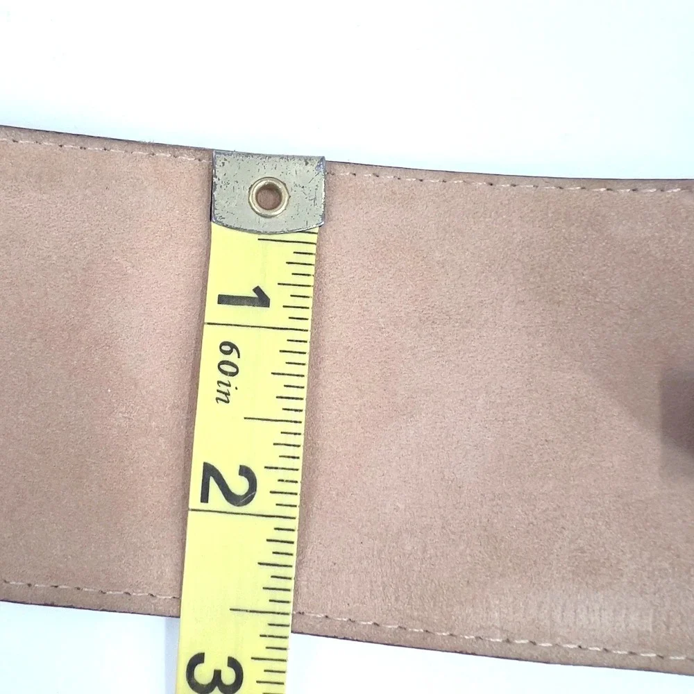 Vintage 80s Womens Wide Brown Nobuck Leather Waist Belt Ornate Gold Buckle M